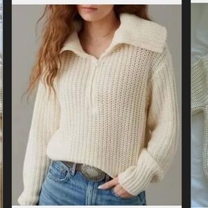 American Eagle Outfitters Cream Turtleneck Sweater